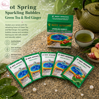 Hot Spring Sparkling Bubbles 5in1 Green Tea & Red Ginger + Free Pedicure Liner