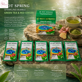 Hot Spring Sparkling Bubbles 5in1 Green Tea & Red Ginger + Free Pedicure Liner