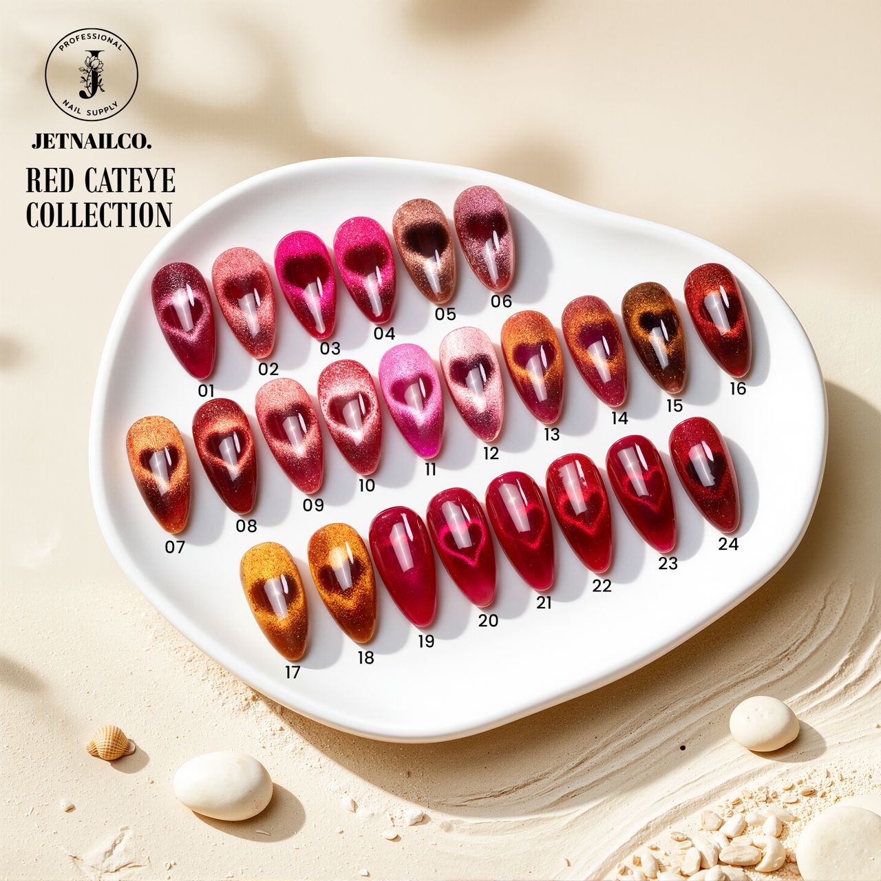 Jet Red Cat Eye Collection 24 Colors