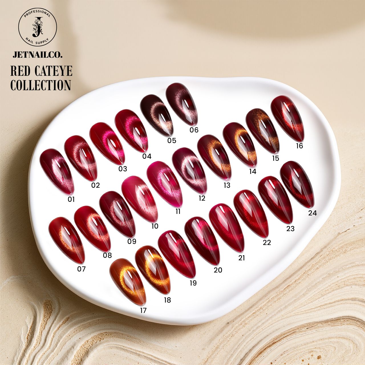 Jet Red Cat Eye Collection 24 Colors